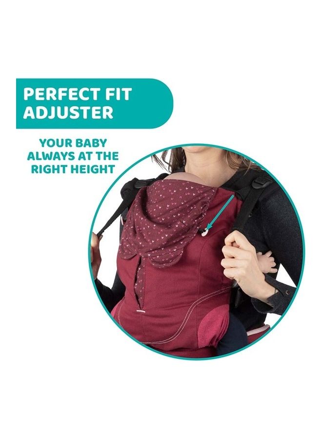 Myamaki Fit Baby Carrier (With Protective Hood) 0-15Kg, Burgundy Powder