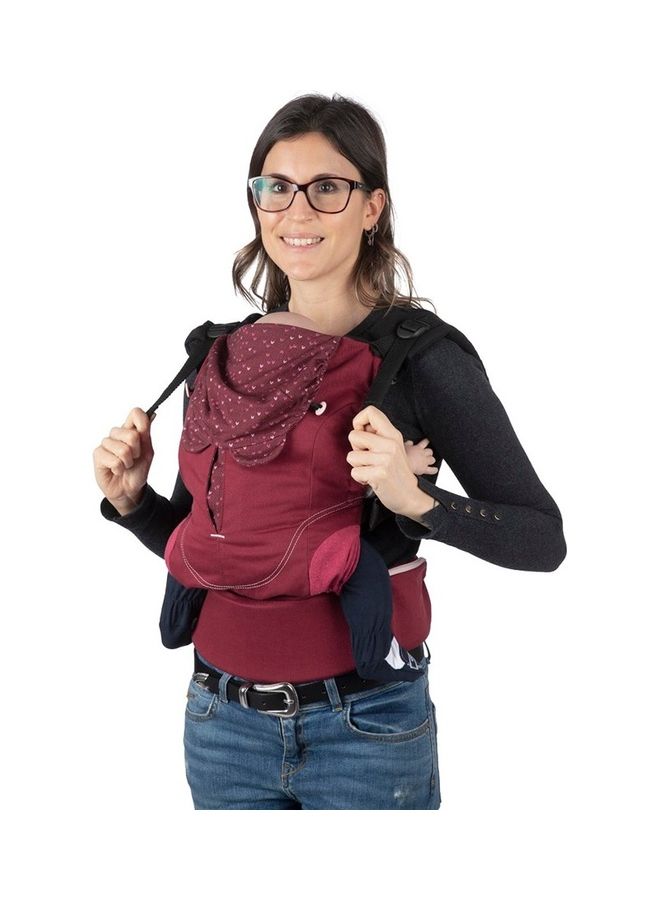 Myamaki Fit Baby Carrier (With Protective Hood) 0-15Kg, Burgundy Powder