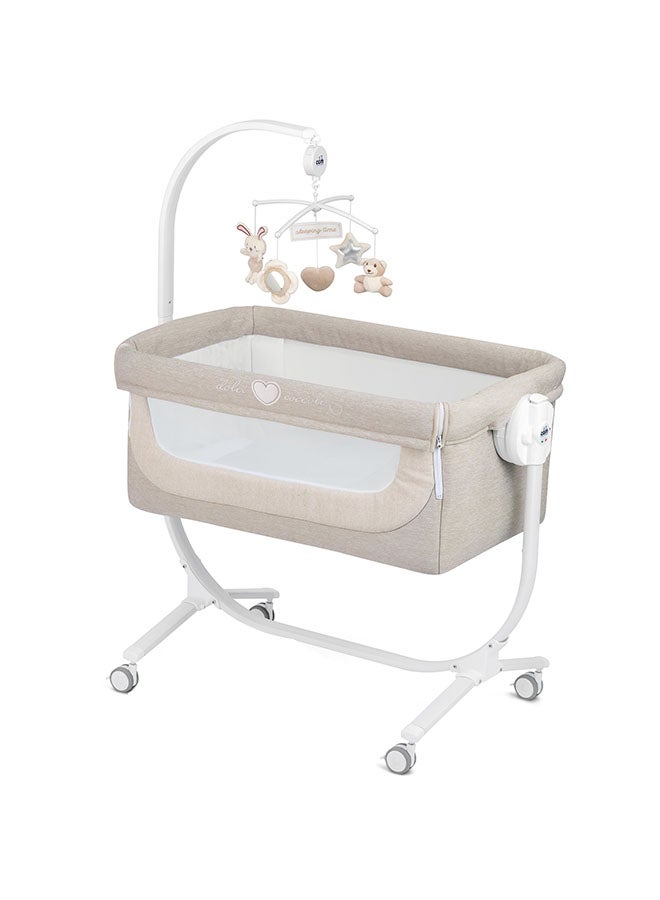 Cullami Co Bed Cradle, Beige, Made In Italy Cradle With Co-Sleeping Function, Suitable For Every Bed, Portable And Convertible Baby Bassinet With Mosquito Net, Baby Bed, Soft Fabric