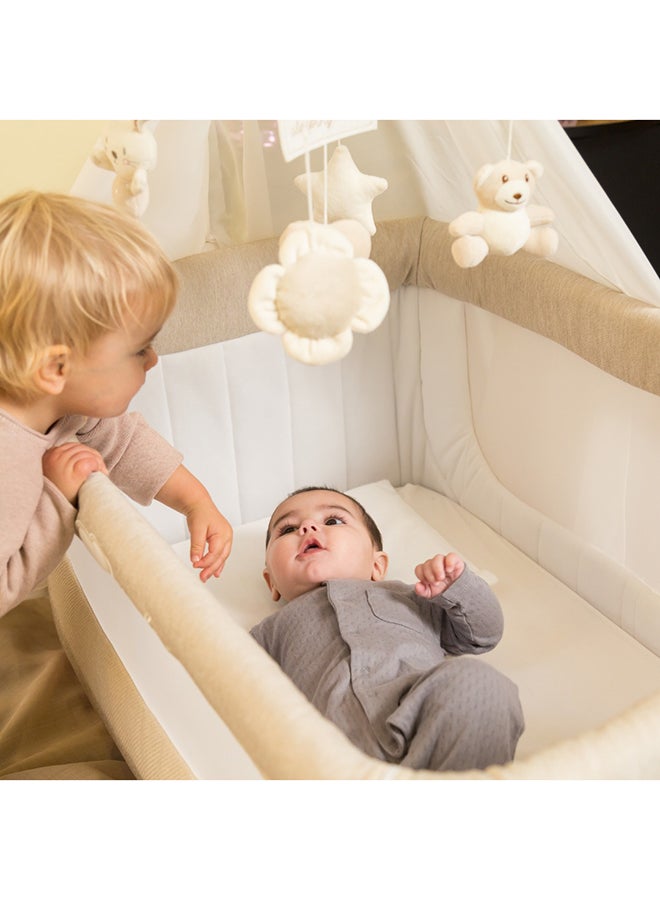 Cullami Co Bed Cradle, Beige, Made In Italy Cradle With Co-Sleeping Function, Suitable For Every Bed, Portable And Convertible Baby Bassinet With Mosquito Net, Baby Bed, Soft Fabric