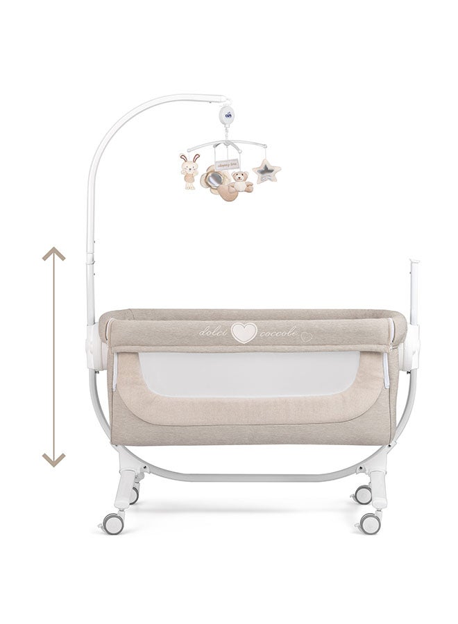 Cullami Co Bed Cradle, Beige, Made In Italy Cradle With Co-Sleeping Function, Suitable For Every Bed, Portable And Convertible Baby Bassinet With Mosquito Net, Baby Bed, Soft Fabric