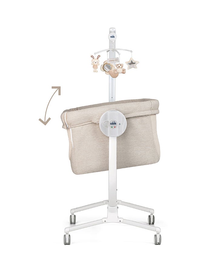 Cullami Co Bed Cradle, Beige, Made In Italy Cradle With Co-Sleeping Function, Suitable For Every Bed, Portable And Convertible Baby Bassinet With Mosquito Net, Baby Bed, Soft Fabric
