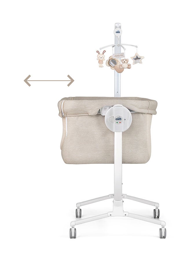Cullami Co Bed Cradle, Beige, Made In Italy Cradle With Co-Sleeping Function, Suitable For Every Bed, Portable And Convertible Baby Bassinet With Mosquito Net, Baby Bed, Soft Fabric