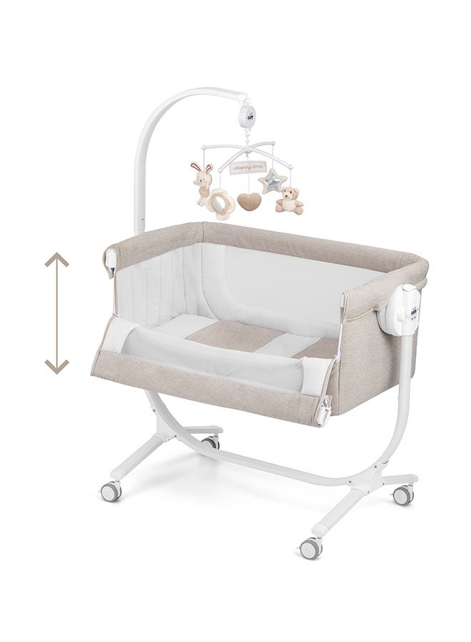 Cullami Co Bed Cradle, Beige, Made In Italy Cradle With Co-Sleeping Function, Suitable For Every Bed, Portable And Convertible Baby Bassinet With Mosquito Net, Baby Bed, Soft Fabric