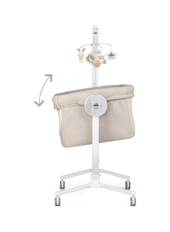Cullami Co Bed Cradle, Beige, Made In Italy Cradle With Co-Sleeping Function, Suitable For Every Bed, Portable And Convertible Baby Bassinet With Mosquito Net, Baby Bed, Soft Fabric
