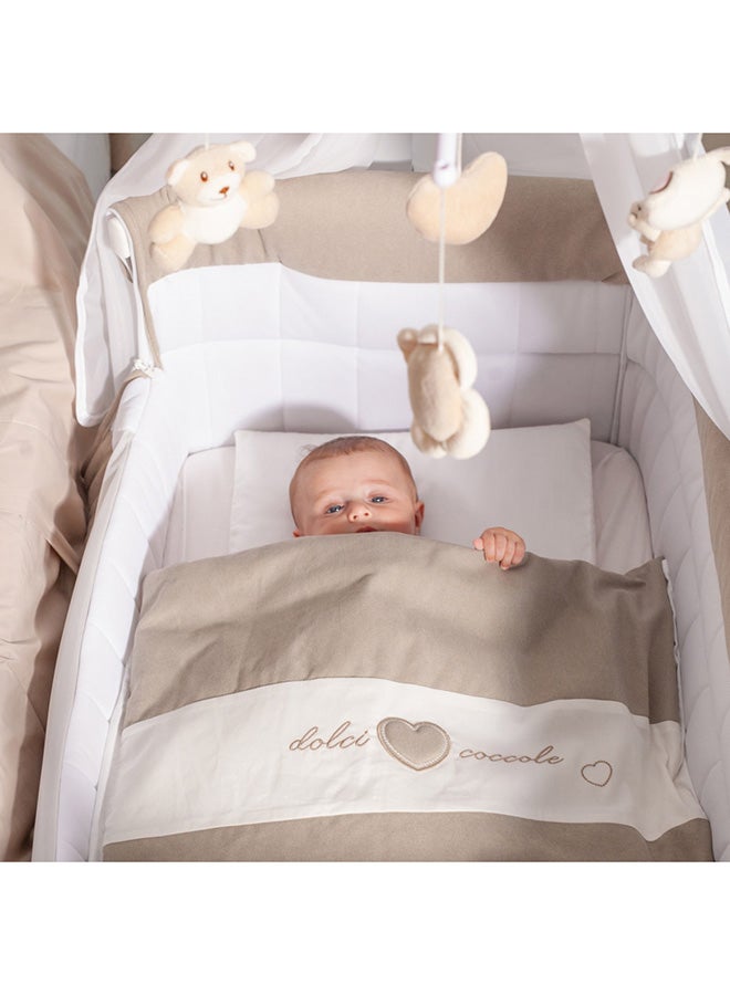Cullami Co Bed Cradle, Beige, Made In Italy Cradle With Co-Sleeping Function, Suitable For Every Bed, Portable And Convertible Baby Bassinet With Mosquito Net, Baby Bed, Soft Fabric