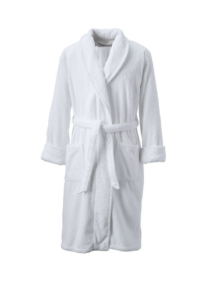 Super Soft Turkish Terry Cotton Bathrobe White Free Size none