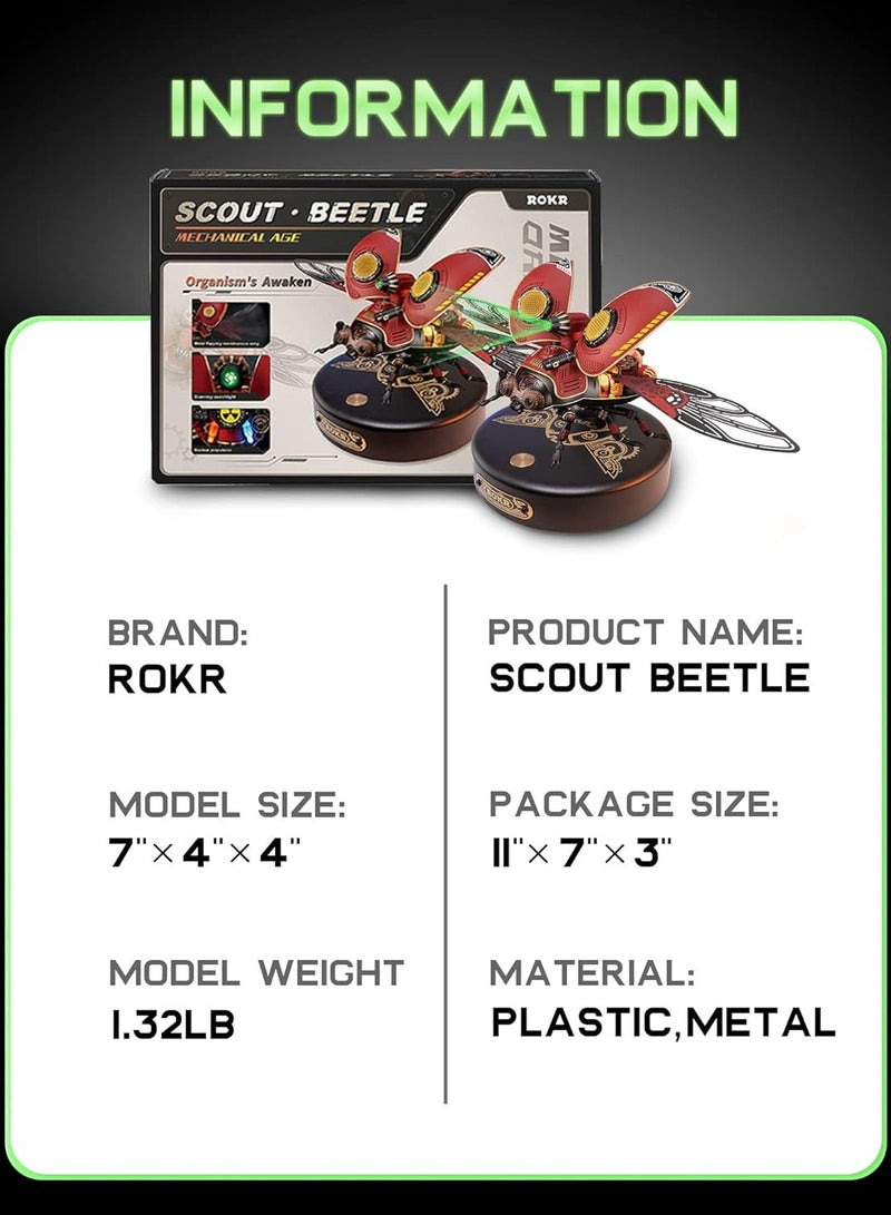 ROKR Scout Beetle Model MI02 3D Puzzle for Adults and Teens, Assembly Brain Teaser 3D Puzzle DIY Build Model Crafts Kits, Unique Gifts and Home Decor