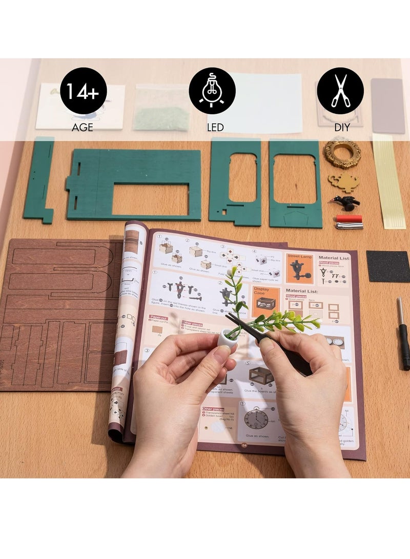 Rolife Alice's Tea Store DIY Miniature House Kit DG156,DIY 3D Wooden Puzzles for Adults/Teens, Creative Home Decor, Unique Gift for Craft Hobby Adults/Teens