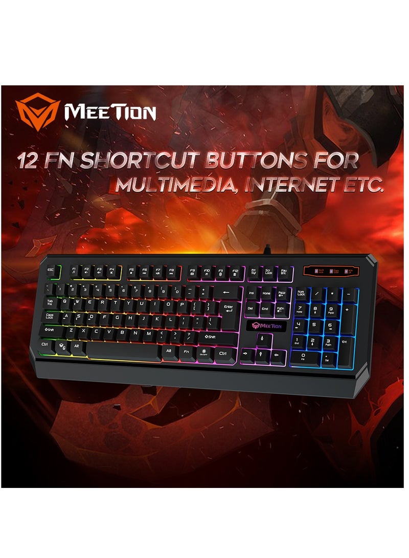 Meetion K9320 Waterproof Backlit RGB Gaming Keyboard  with 19 Anti-Ghosting Keys Best For Office and Gaming Use