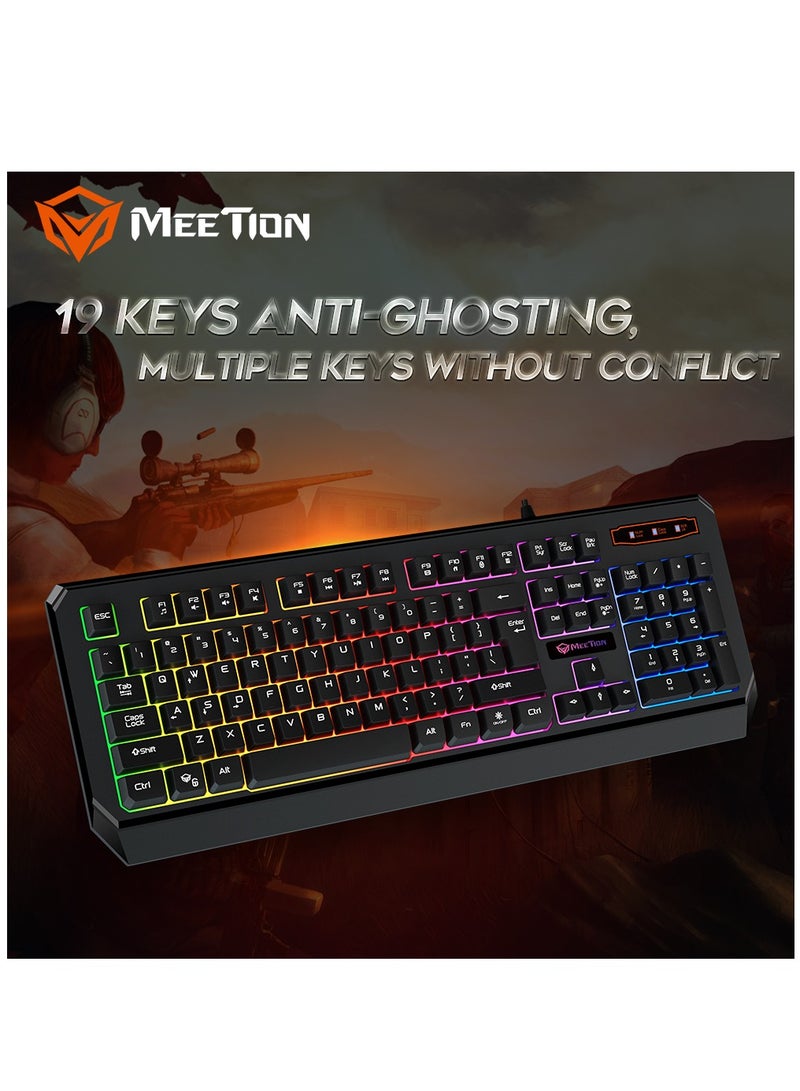 Meetion K9320 Waterproof Backlit RGB Gaming Keyboard  with 19 Anti-Ghosting Keys Best For Office and Gaming Use