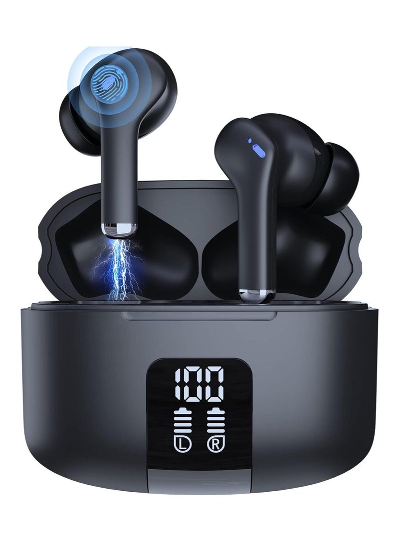 Vibez X70 Wireless Earphones 13mm Driver 20 Hours playtime, 4 Mics ENC Call Noise Reduction with LED Power Display Charging Case Bluetooth 5.3 IPX5 Waterproof Ultra Light and Ergonomics for Sport