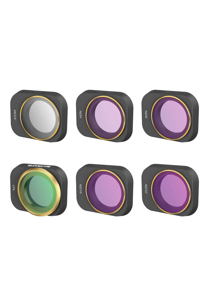 ND Lens Filter Set for DJI Mini 3 Pro, 6 Piece UV Filter Multi-Coated Filter Camera Lens Drone Camera Lens Accessories, Adjustable Ultra-Light Filter (MCUV + CPL ND4 + ND8 + ND16 + ND32)