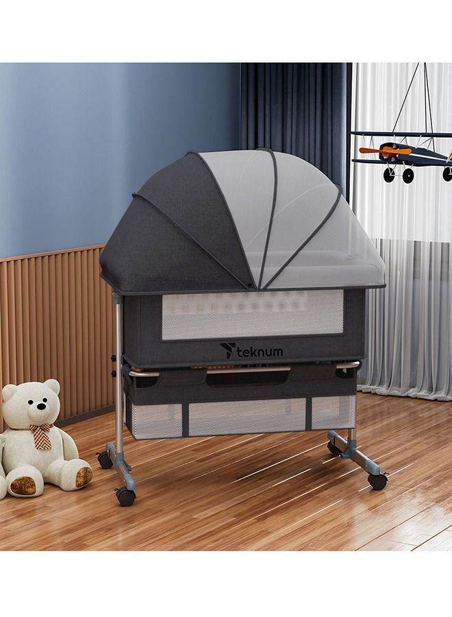 Moonlight Bedside Crib, Horizontally Adjustable - Dark Grey