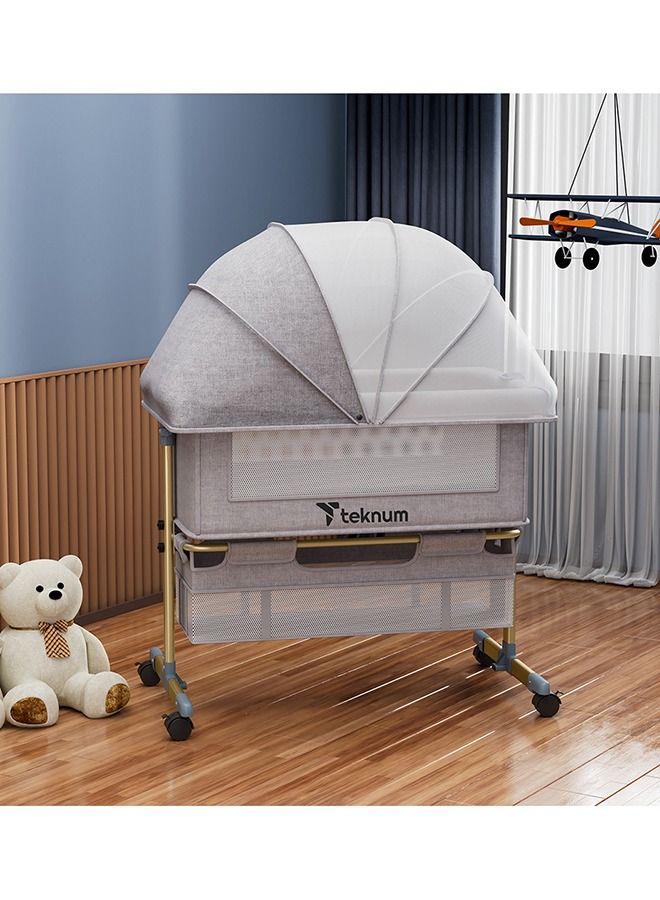 Sunshine Bedside Crib, Horizontally Adjustable - Light Grey