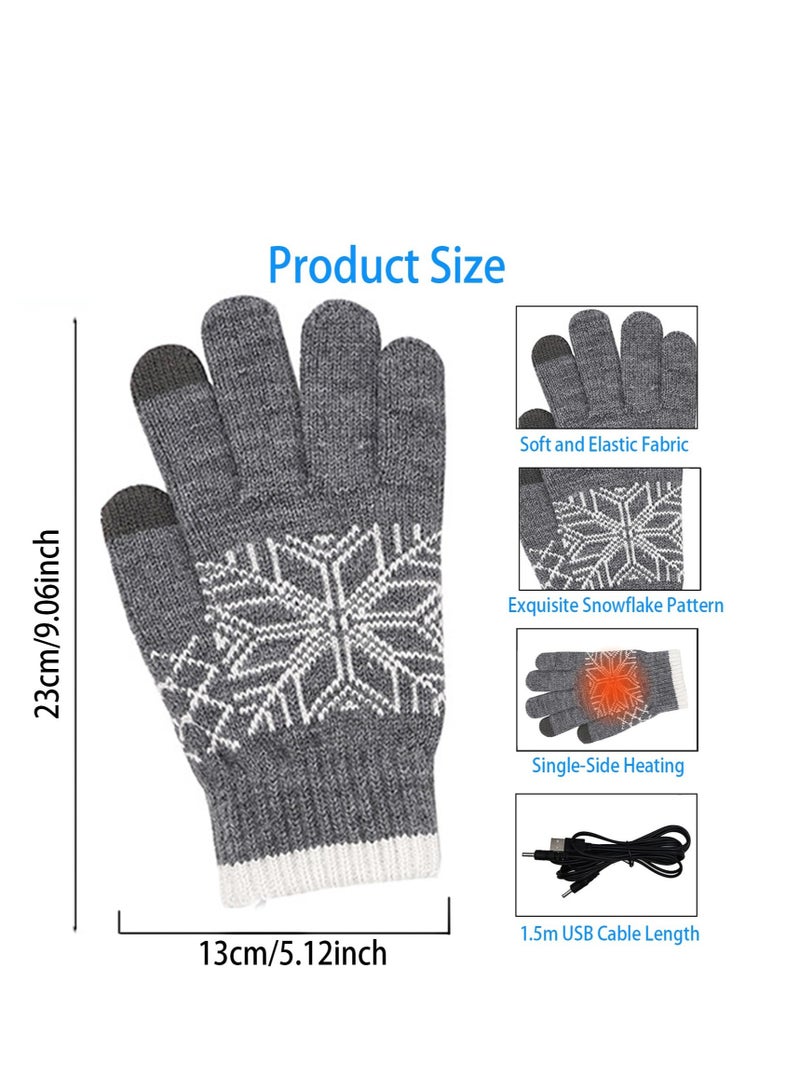 USB Heated Gloves, Winter Warm Heating Gloves, Washable Touchscreen Electric Warm Gloves, Knitted Heated Gloves, for Men Women Indoor Outdoor