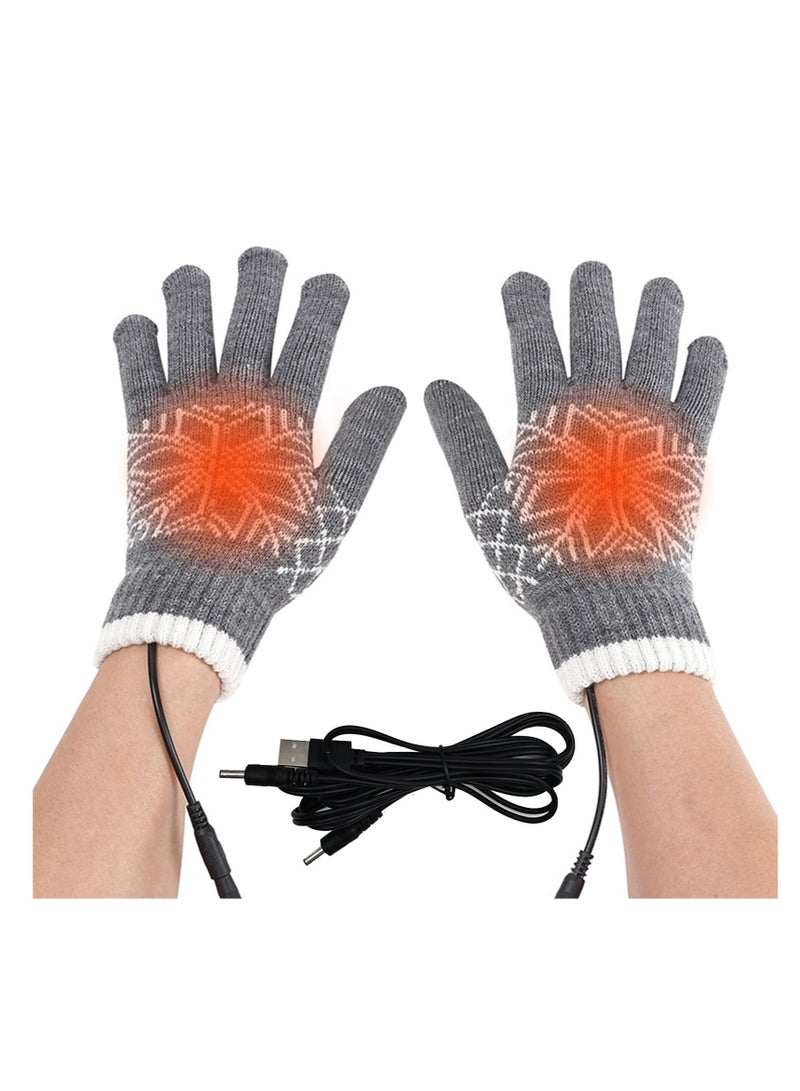 USB Heated Gloves, Winter Warm Heating Gloves, Washable Touchscreen Electric Warm Gloves, Knitted Heated Gloves, for Men Women Indoor Outdoor