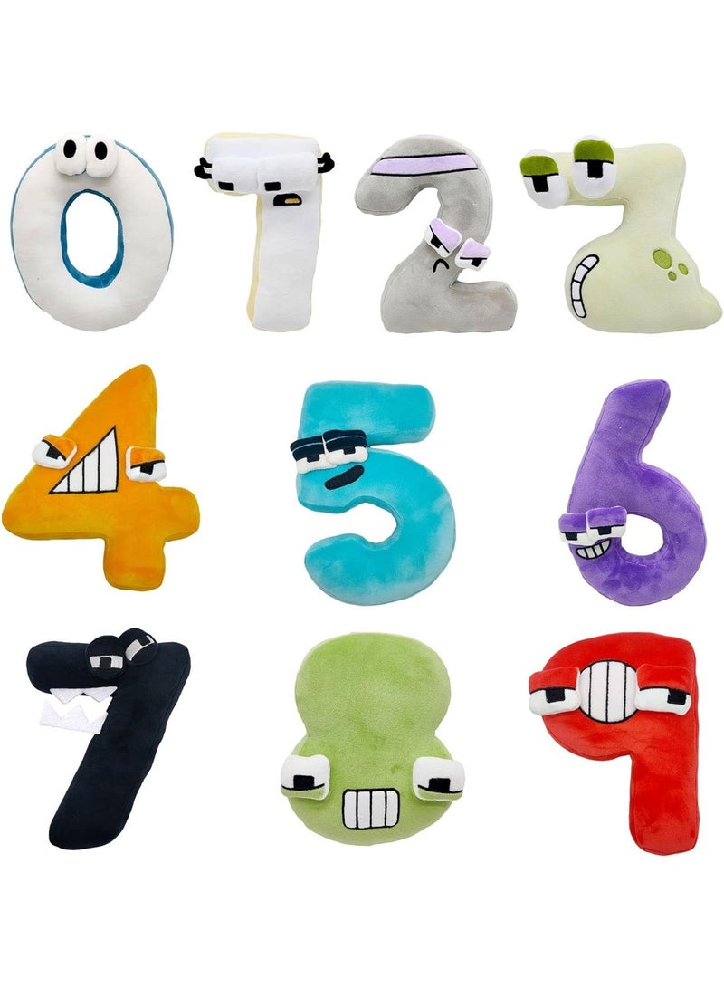 10-piece set of number 0-9 stuffed animal toys that are beautiful and fun