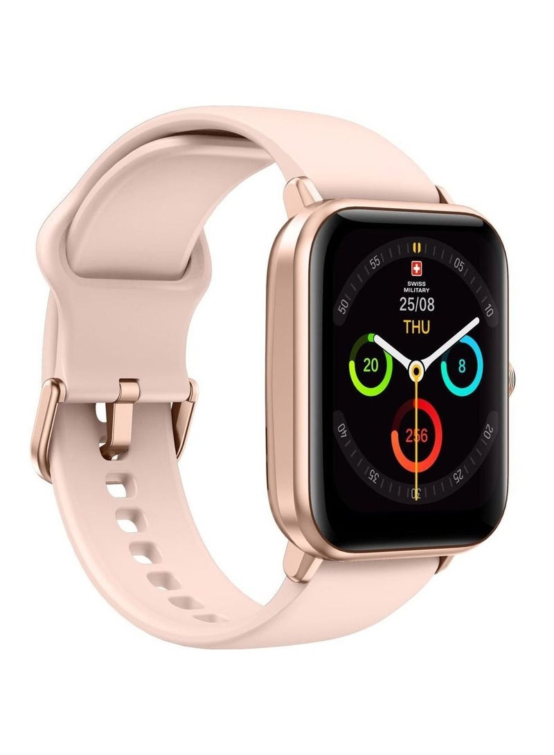 Swiss Military Alps Smart watch,100 Songs Storage, Heart Rate/Stress/Blood Pressure/Oxygen level Monitoring, Water Resistance: IP67, Battery Life 5to7 Days, Compatibility: IOS/Android-Pink
