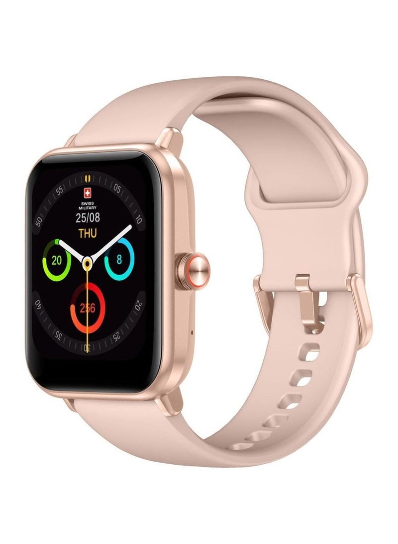 Swiss Military Alps Smart watch,100 Songs Storage, Heart Rate/Stress/Blood Pressure/Oxygen level Monitoring, Water Resistance: IP67, Battery Life 5to7 Days, Compatibility: IOS/Android-Pink