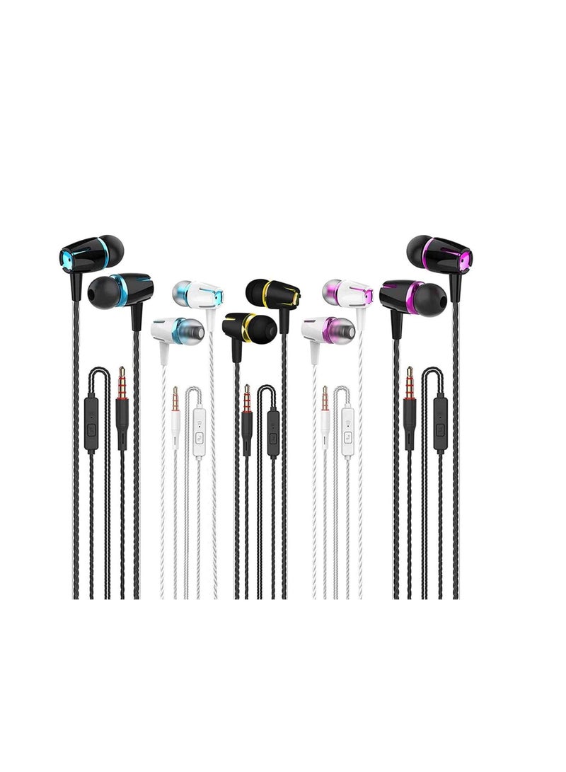 Earbuds Headphones, KASTWAVE with Remote & Mic, Earphones Wired Stereo in-Ear Bass for iPhone, Android, Smartphones, for iPod, for iPad, MP3, Fits for All 3.5mm Interface (5 Pack)