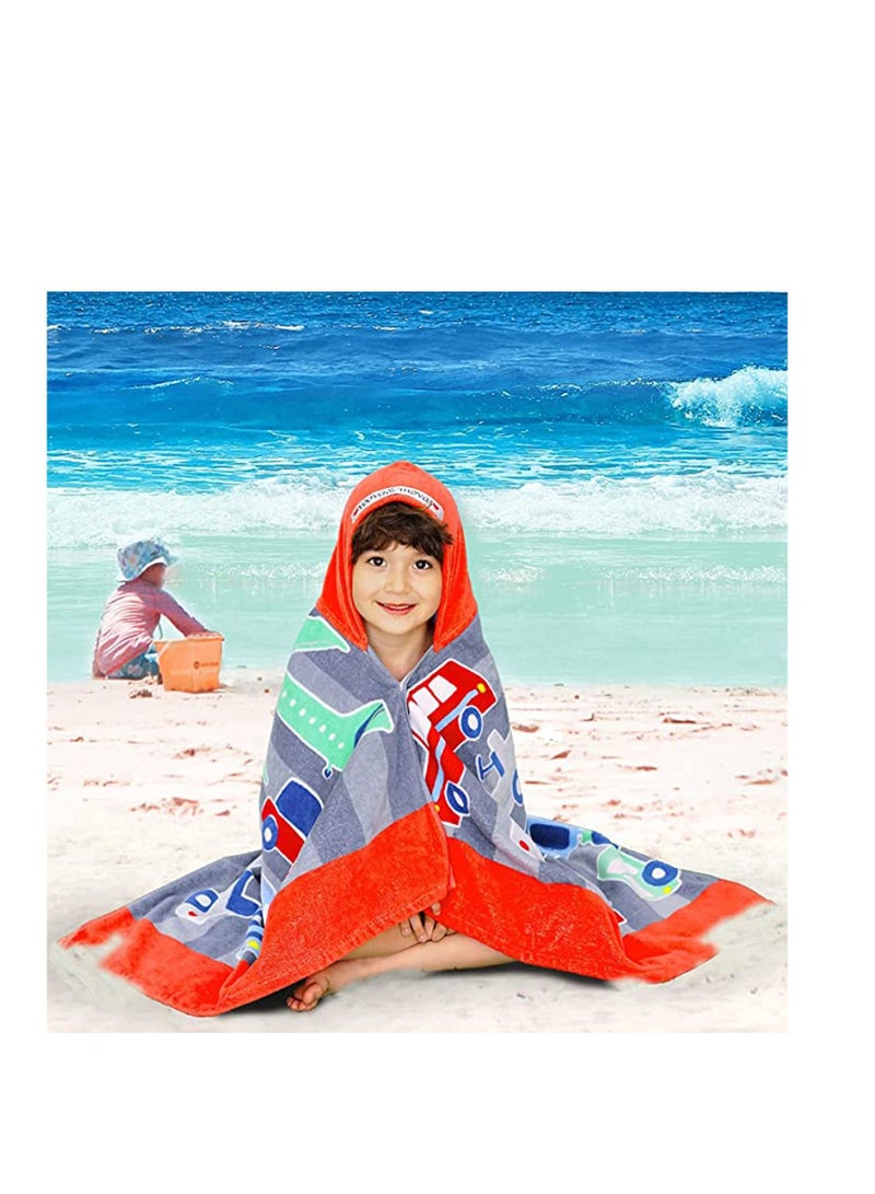 Beach Bath Towel with Hood for Kids Toddlers Boys Girls 3 to 12 Years, Oversize Extra Size 50
