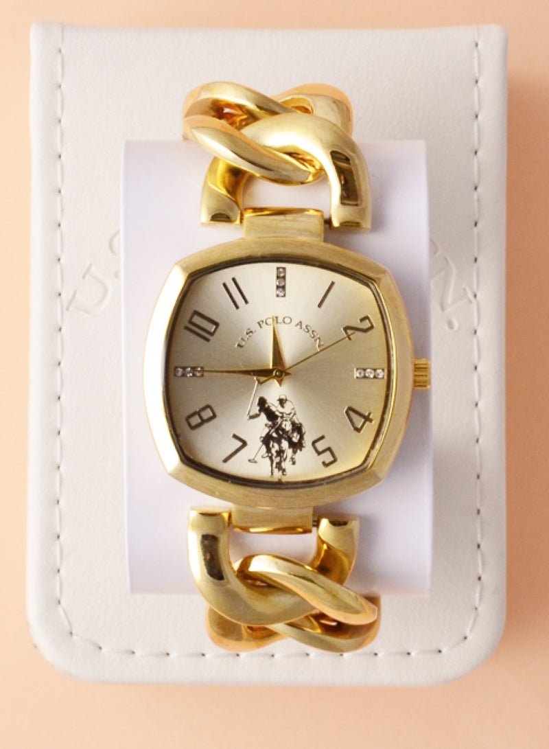 Women's Quartz Watch Analog Display and Gold Plated Strap USC40250