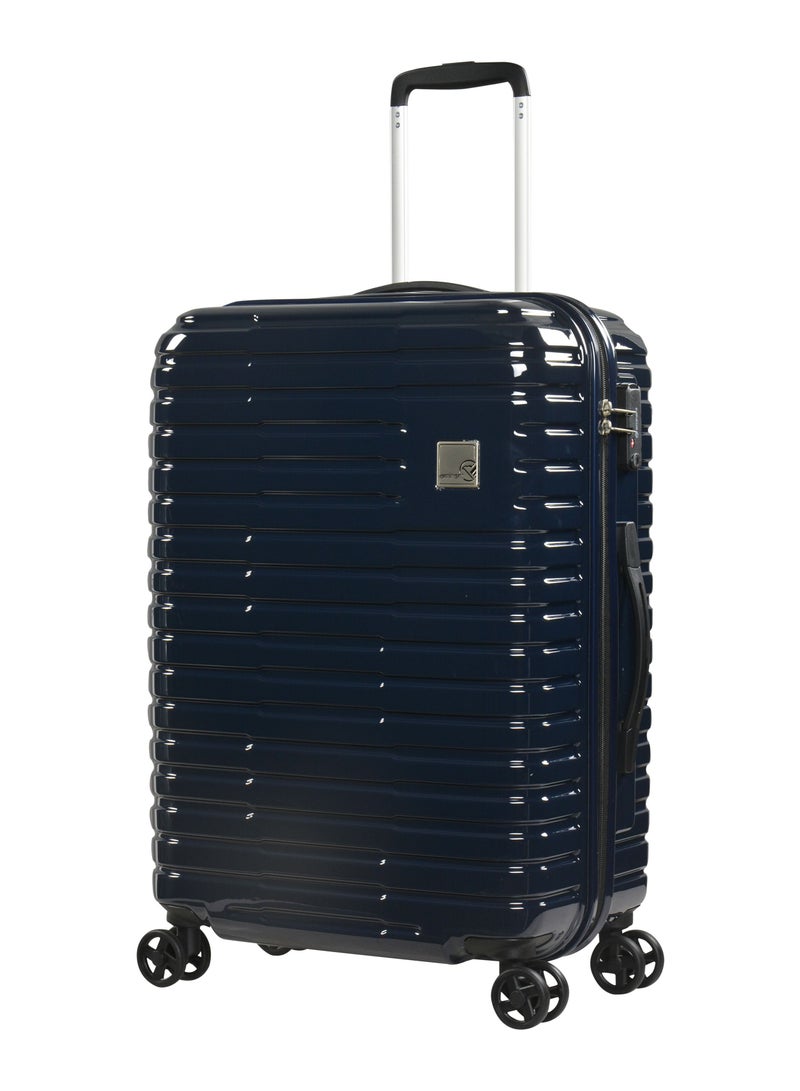 Wheeled Unisex Hard Shell Luggage Trolley Makrolon Lightweight 4 Quiet Double spinner Wheel Suitcase with TSA lock KH53M DAzure Blue