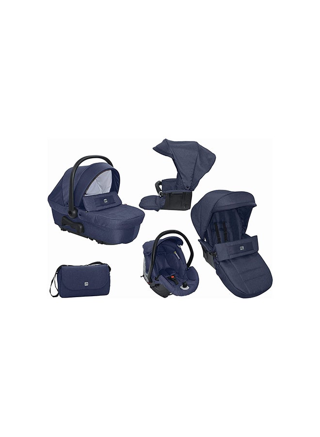 Dinamico Up Frame Plus Modular Smart  Travel System - Navy Blue, From 0 To 4 Years Old, 22 Kg, Spacious And Deeper Carrycot, Aluminium Frame, Portable And Compact Folding, Made In Italy