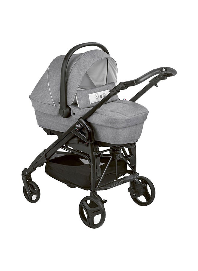 Combi Family Travel System, 0-36 Months, Grey, From 0 To 4 Years Old, 22 Kg, Spacious And Deeper Carrycot, Rocking Function, Aluminium Frame, Portable And Compact Folding, Made In Italy