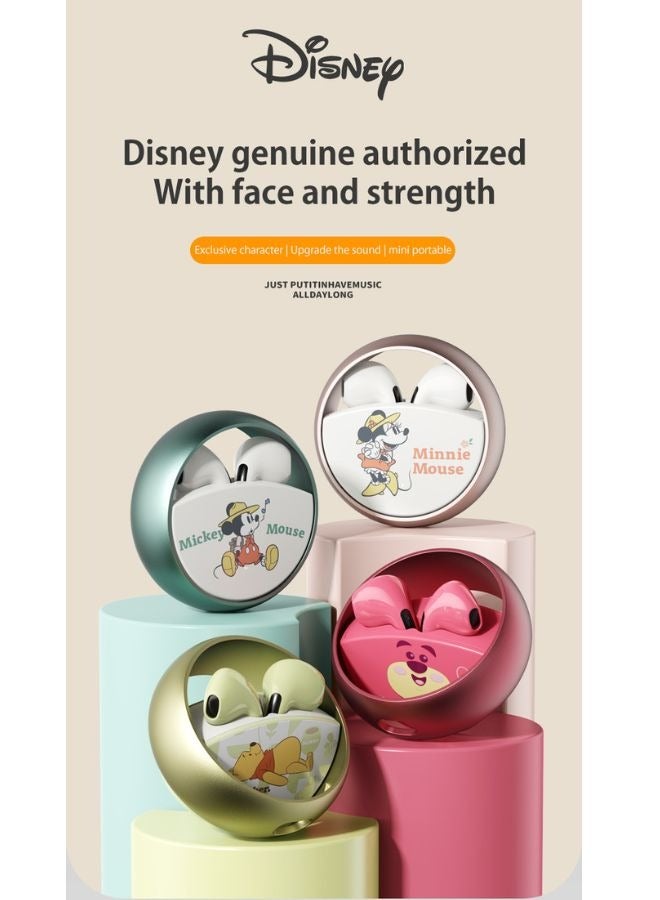Disney QS-13 Bluetooth Earphones TWS Wireless Gaming Earphones Rotatable Metal Cavity Ring Headset HiFi Stereo Low Latency