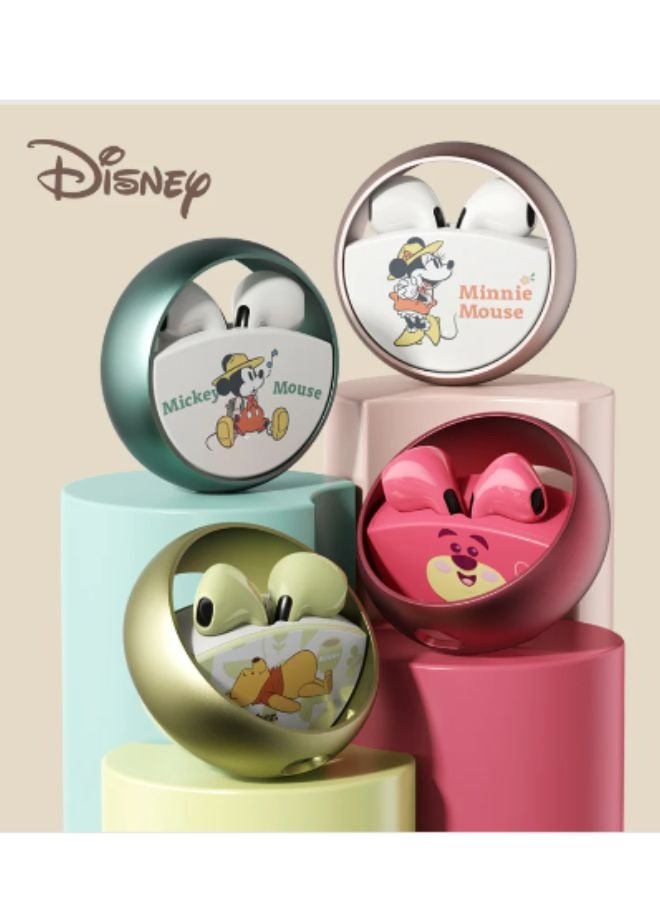 Disney QS-13 Bluetooth Earphones TWS Wireless Gaming Earphones Rotatable Metal Cavity Ring Headset HiFi Stereo Low Latency