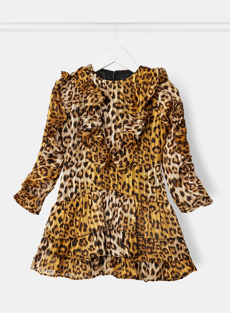 Girls Leopard Rah Rah Dress