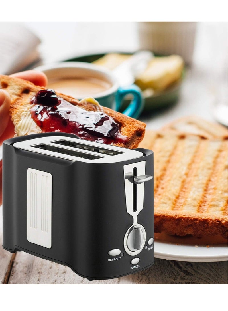 800W Minimalist Toaster,Modern Stylish Toaster,Compact Breakfast Machine, Auto-Shutoff, 2 Extra Wide Slots Mini Toaster,Black