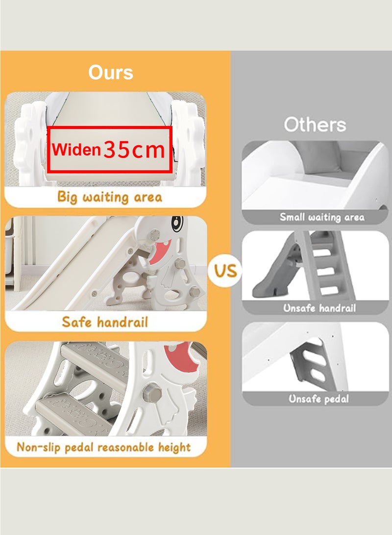 Foldable Children's Slide Independent Home Children's Entertainment Slide Suitable For Toddlers Indoor And Outdoor Playground Slide Children's Climbing Toy Set Easy To Assemble With Basketball Stand