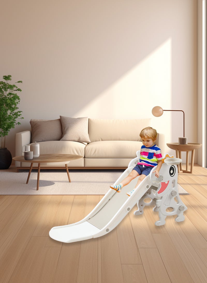 Foldable Children's Slide Independent Home Children's Entertainment Slide Suitable For Toddlers Indoor And Outdoor Playground Slide Children's Climbing Toy Set Easy To Assemble With Basketball Stand