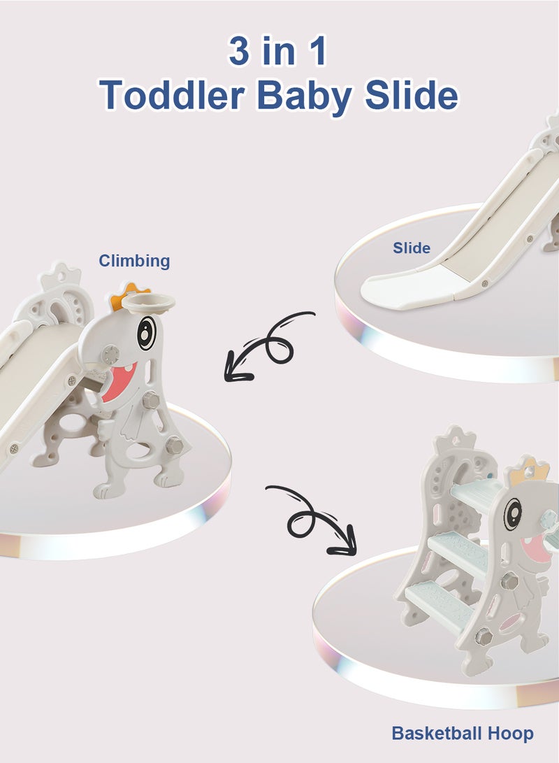 Foldable Children's Slide Independent Home Children's Entertainment Slide Suitable For Toddlers Indoor And Outdoor Playground Slide Children's Climbing Toy Set Easy To Assemble With Basketball Stand