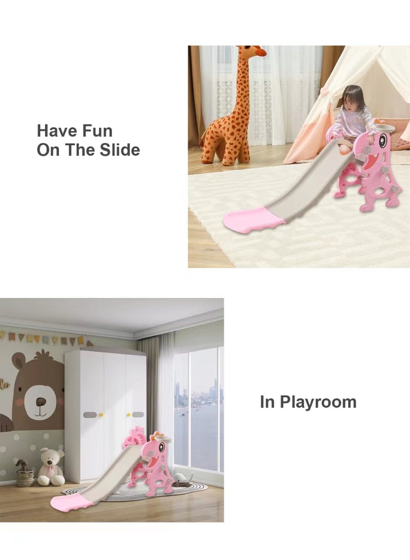 Foldable Children's Slide Home Children's Independent Entertainment Slide Playground Slide Children's Climbing Toy Set Easy To Assemble With Basketball Stand Suitable For Children's Indoor And Outdoor Entertainment