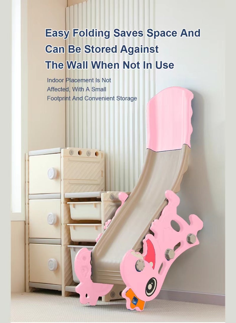 Foldable Children's Slide Home Children's Independent Entertainment Slide Playground Slide Children's Climbing Toy Set Easy To Assemble With Basketball Stand Suitable For Children's Indoor And Outdoor Entertainment