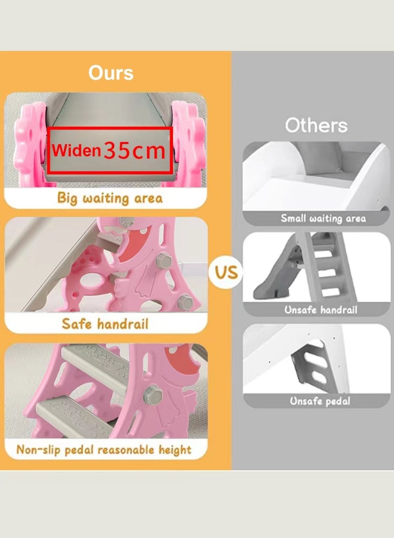 Foldable Children's Slide Home Children's Independent Entertainment Slide Playground Slide Children's Climbing Toy Set Easy To Assemble With Basketball Stand Suitable For Children's Indoor And Outdoor Entertainment