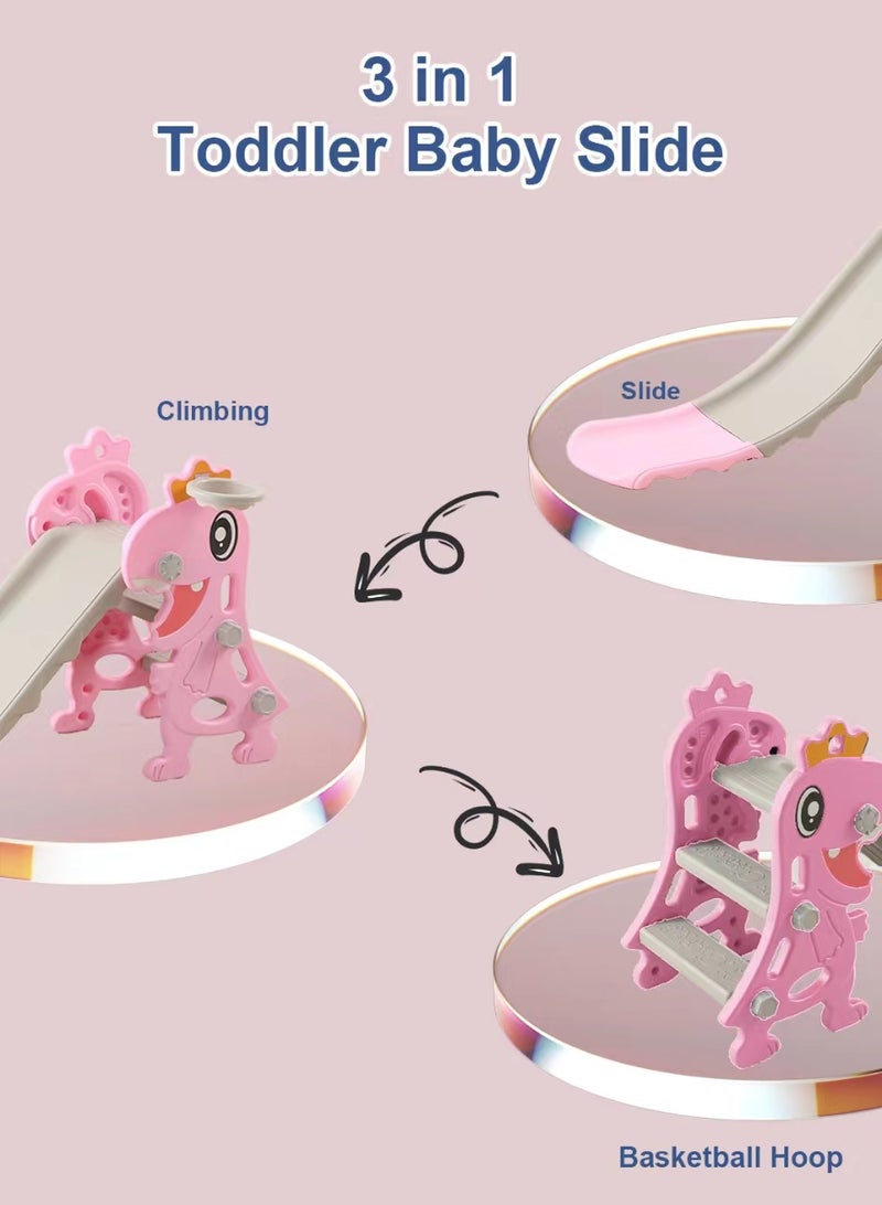 Foldable Children's Slide Home Children's Independent Entertainment Slide Playground Slide Children's Climbing Toy Set Easy To Assemble With Basketball Stand Suitable For Children's Indoor And Outdoor Entertainment