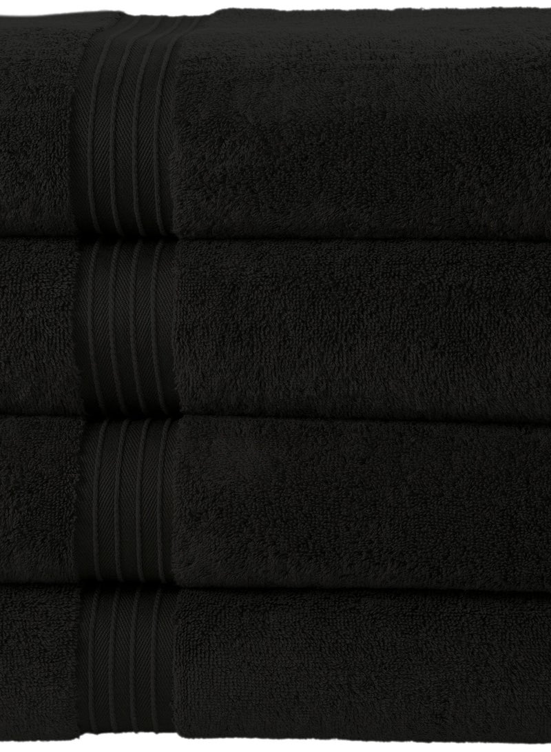 4-Piece 100% Combed Cotton 550 GSM Quick Dry Highly Absorbent Thick Soft Hotel Quality For Bath And Spa Bathroom Towel Set Navy 70x140cm