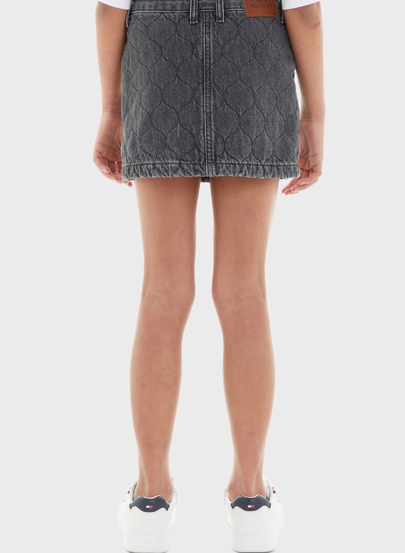 Youth Denim Quilted Skirt