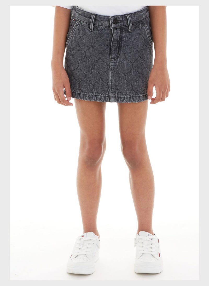 Kids Denim Quilted Skirt