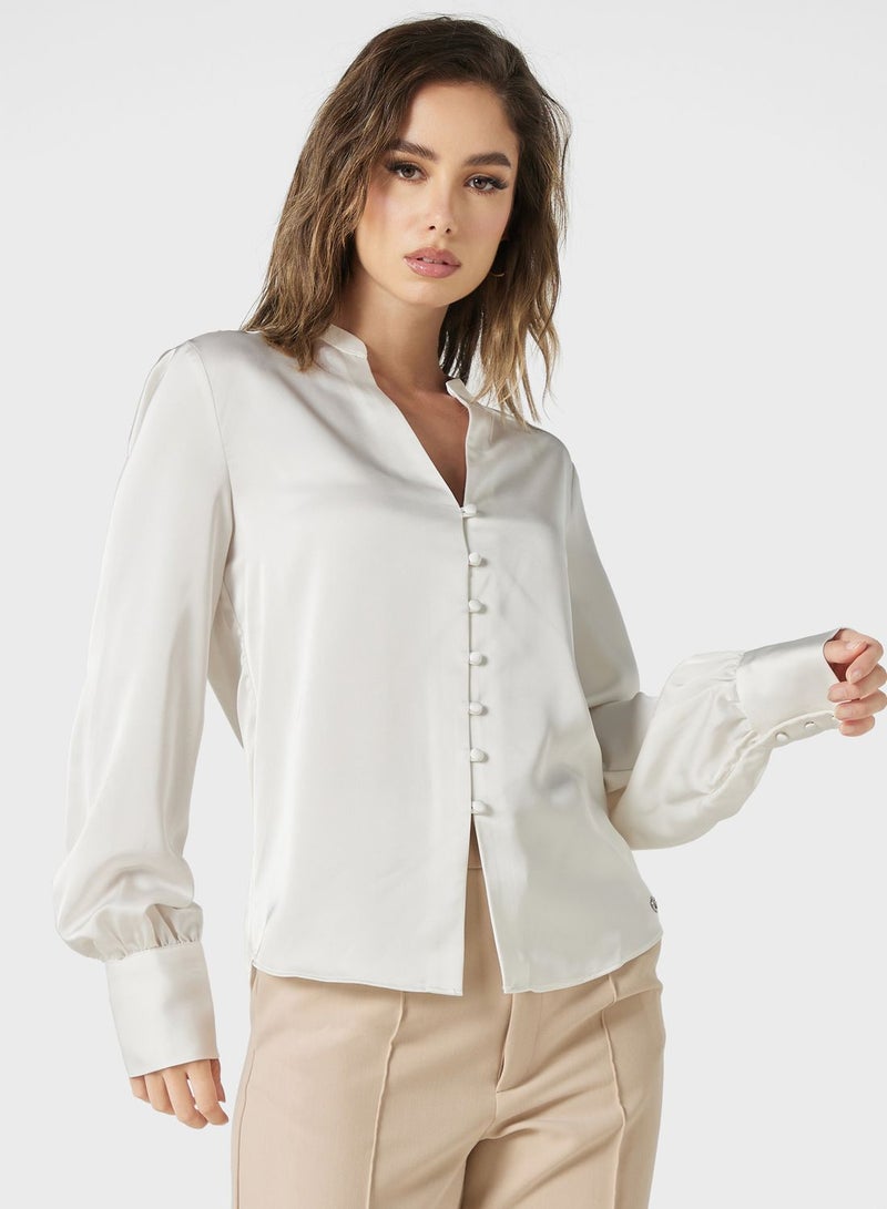 Puff Sleeve Button Detail Shirt