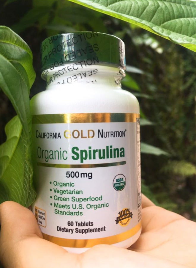Organic Spirulina Dietary Supplement - 60 Tablets 500 Mg