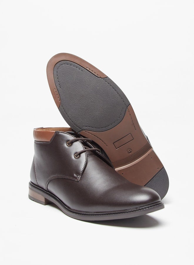 Men Solid Chukka Boots with Zip Closure