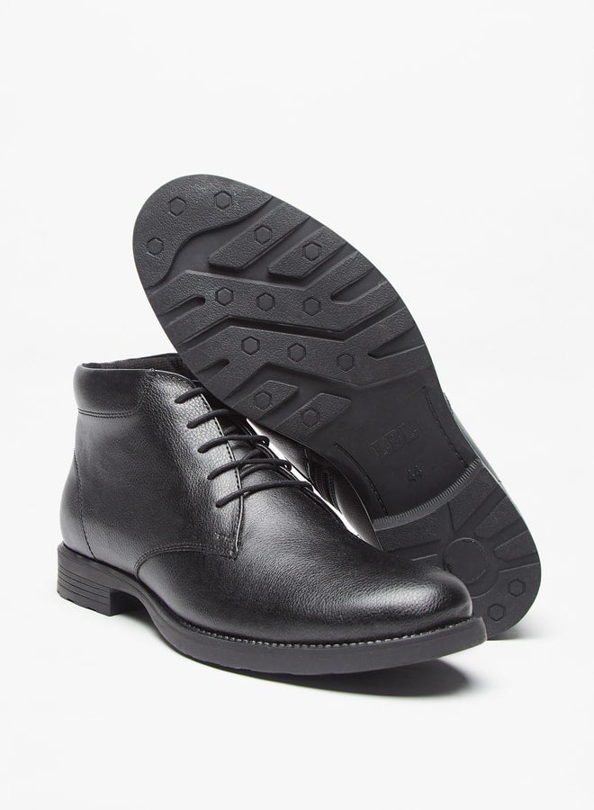 Men Solid Chukka Boots with Zip Closure