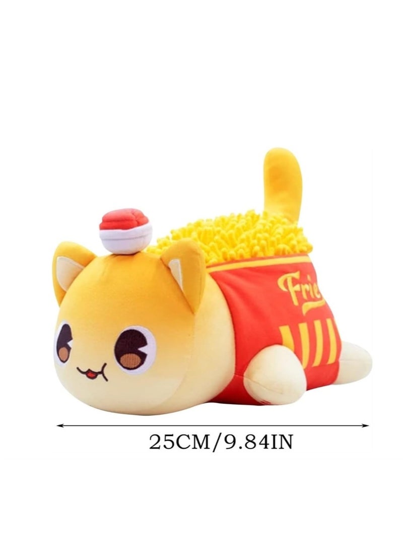 Cat Plush Toy, Cute Cat Figure Stuffed Animals, Cartoon Cat Soft Cat Plush Toy, Great Gift for Kids Friends and Sisters (French Fries Cat)