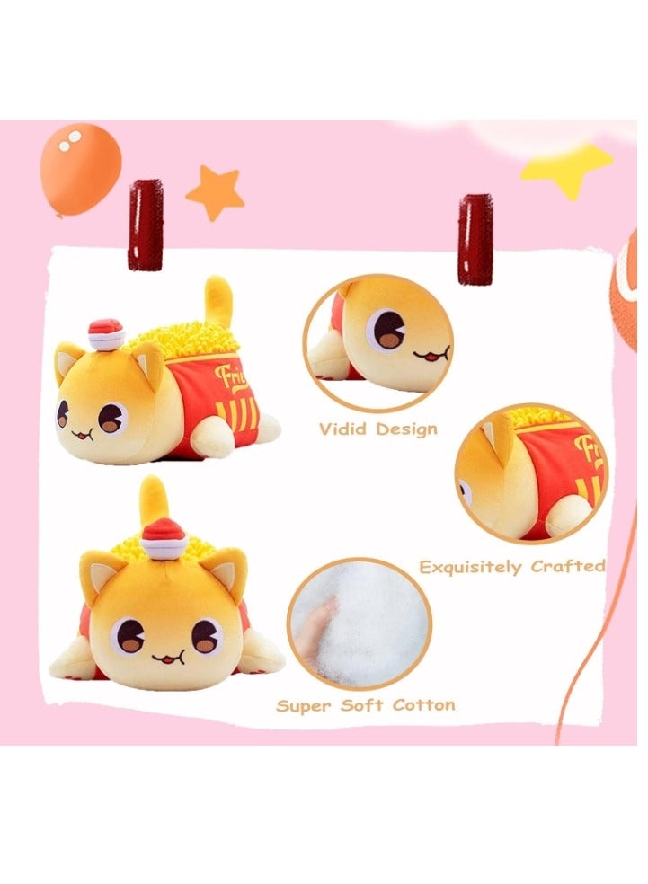 Cat Plush Toy, Cute Cat Figure Stuffed Animals, Cartoon Cat Soft Cat Plush Toy, Great Gift for Kids Friends and Sisters (French Fries Cat)